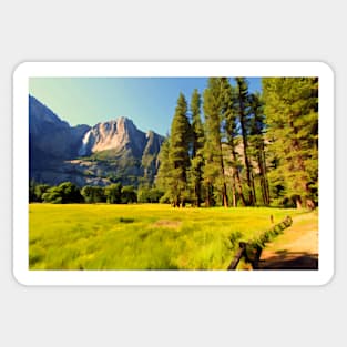 A scenic view of Yosemite National Park Sticker